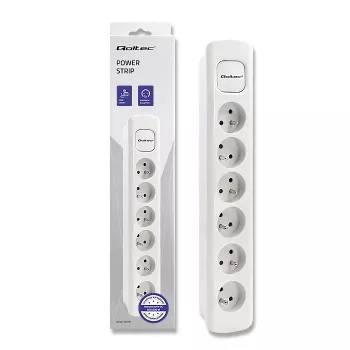 Qoltec stikdåse 6 stik 1,8 m hvid