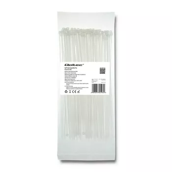 Qoltec 52195 Zippers 2.5 200 100 stk nylon UV-hvid kabelbinder