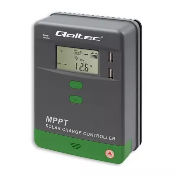 Qoltec MPPT solcelleladeregulator med temperatursensor 20A | 12V / 24V | LCD | 2 x USB | GEL | LiFePO4