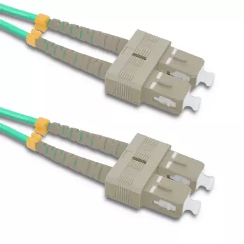 Qoltec SC/UPC til SC/UPC duplex multimode OM4 fiberoptisk patchkabel, 5 m, aqua