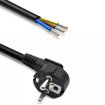 Qoltec netkabel vinklet SCHUKO CEE 7/7 (E/F) kobber afisoleret fortinnet 3x1.50 mm² 5 m sort