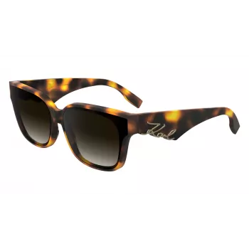 KARL LAGERFELD KL6161S-240 dame solbriller, oversize firkantet form, havanna brun med brune gradientglas, 63/14/140 mm