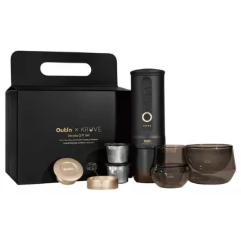 OutIn Nano x Kruve Bærbar Espressomaskine Gavesæt sort/guld