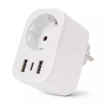 ENTAC Smart WiFi-stik 1x Schuko med 2x USB-A og 1x USB-C, hvid