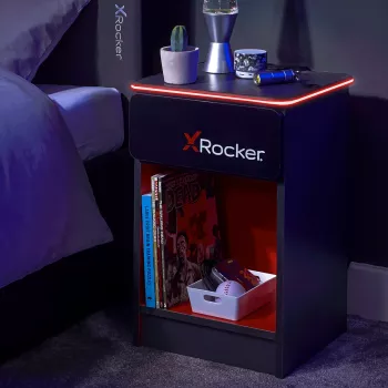 X Rocker gaming-natbord med RGB LED-belysning, grå/rød