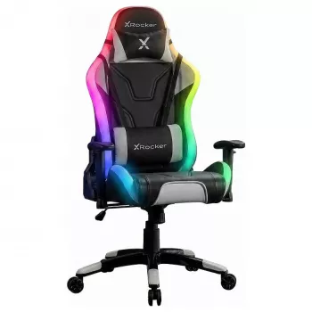 XROCKER gaming-stol sort med Neo Motion RGB LED-belysning og komfortpuder