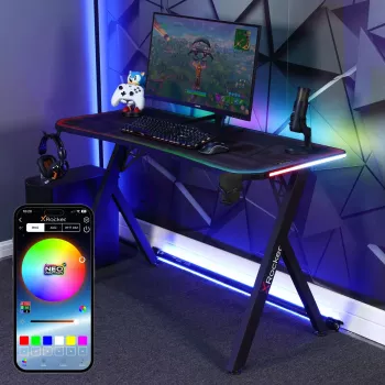 X Rocker Lumio RGB gaming-skrivebord med LED-belysning og musemåtte