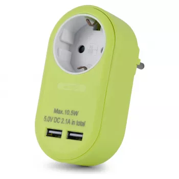 ENTAC stikdåse-adapter med 2x USB-A lime