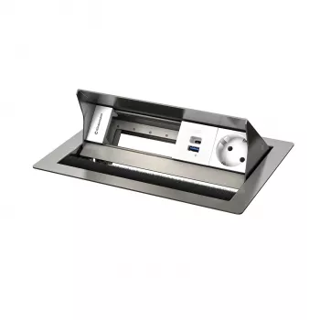Kindermann CP Standard² VA 4f. bordtilslutningspanel med 1x Schuko-stikdåse, 1x USB-A-ladeport, VGA, lyd, sort