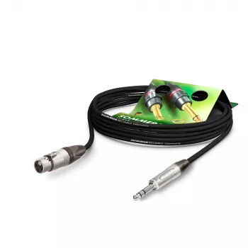 Sommer Cable Stage 22 Highflex mikrofonkabel, 2 x 0,22 mm², XLR-bøsning 3-polet til 6,3 mm stereo jackstik, NEUTRIK, sort, 1 m (SGN5-0100-SW)