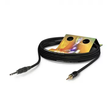 Sommer Cable Club Series MKII patch-/insertkabel, 2 x 0,34 mm², 6,3 mm stereo jackstik til 3,5 mm stereo minijackstik, HICON, sort, 0,25 m (CS63-0025-SW)