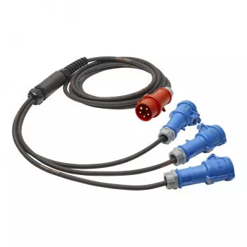 Sommer Cable Titanex strømsplitkabel, CEE-stik 16A 5-polet til 3x CEE-kobling 16A 3-polet, H07RN-F 5 x 2,5 mm², MENNEKES, sort, 5 m (GSH4-525H0500)