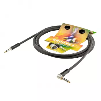 Sommer Cable SC-Spirit LLX instrumentkabel, 1 x 0,38 mm², 6,3 mm monojackstik til 6,3 mm monojackstik 90° (NOISEFREE), HICON, sort, 3 m (LX3C-0300-SW)