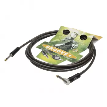 Sommer Cable SC-Spirit XXL instrumentkabel, 1 x 0,75 mm², 6,3 mm mono jackstik til 6,3 mm mono jackstik 90° (NOISEFREE), HICON, sort-transparent, 3 m (SX3C-0300)