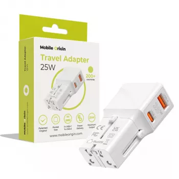 Mobile Origin rejseadapter 25W EU/US/UK/AU, hvid
