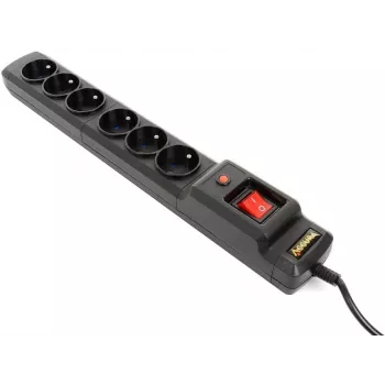 Accura Premium Crux overspændingsbeskyttet stikdåse 6 stikdåser 3,0 m sort