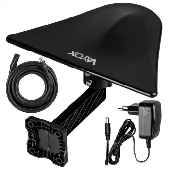 VAYOX DigiActiv VA0023 aktiv ekstern DVB-T/T2-antenne 4G LTE VHF UHF sort