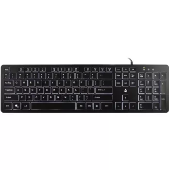 Accura Artesia ACC-K1408 bagbelyst kablet USB-membrantastatur, full-size QWERTY, flerfarvet LED, sort