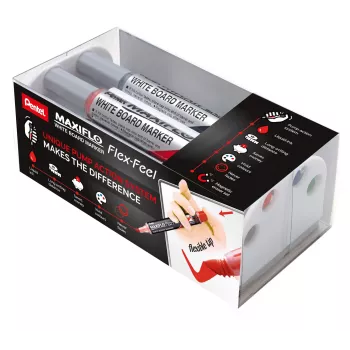 Pentel Maxiflo Flex-Feel Whiteboard Marker Sæt, blandede farver, 2,0 - 5,0 mm, 4 stk