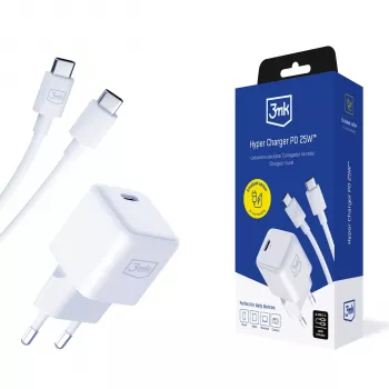 3MK Hyper Charger PD 25W + 1x USB-C til USB-C-kabel