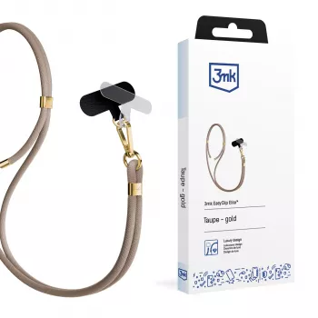 3mk EasyClip Elite mobilhalsrem, nylon/zinklegering, taupe (guld)