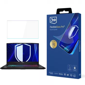 3MK PROTECTION FlexibleGlass Pro Skærmbeskytter til MSI Katana 17,3 inch Laptop (op til 19) - 0,3 mm Hybridglas, 7H Hårdhed, Anti-Fingeraftryk, blærefri