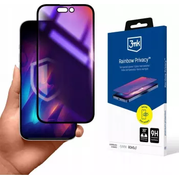 3MK Rainbow Privacy skærmbeskytter til Apple iPhone 15 - hærdet glas