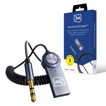 3mk Audio Bluetooth-adapter - Bluetooth 5.0-modtager med 3,5 mm AUX, USB-C, 10 timers batteri, sort