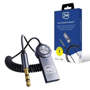 3mk Audio Bluetooth-adapter - Bluetooth 5.0-modtager med 3,5 mm AUX, USB-C, 10 timers batteri, sort