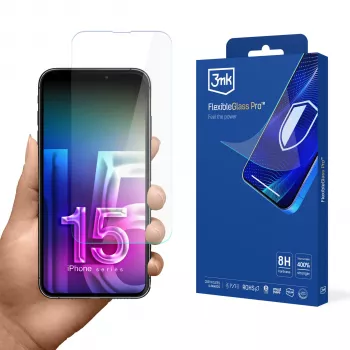 3MK FlexibleGlass Pro skærmbeskyttelse til Apple iPhone 15