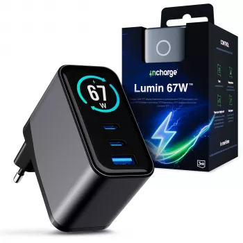 3mk InCharge Lumin 67W QC4+ display sort/grå