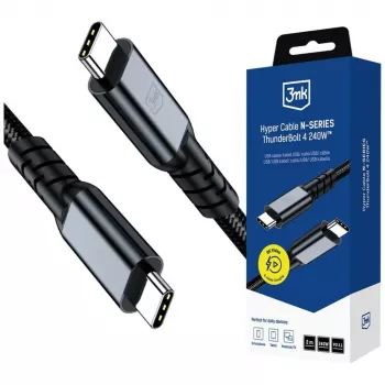 3MK PROTECTION Hyper Cable N-SERIES Thunderbolt 4 2m 48V/5A 40Gb/s 240W 8K60Hz sort