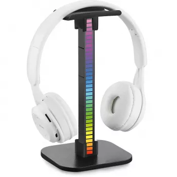MOZOS D11 RGB LED hovedtelefonstander med USB-hub og lydindgang