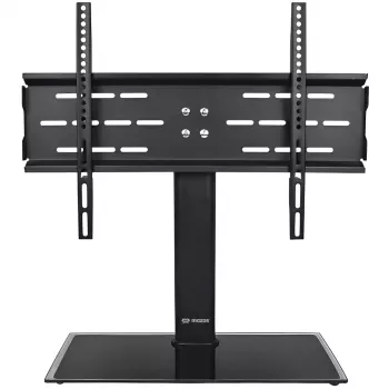 MOZOS TS1 Universelt TV-standerfod til 32 inch-65 inch tv, hærdet glasbase, stålsøjle, sort, højdejusterbar, VESA op til 600x400, maks. 40 kg