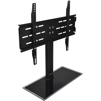 MOZOS TS1 Universelt TV-standerfod til 32 inch-65 inch tv, hærdet glasbase, stålsøjle, sort, højdejusterbar, VESA op til 600x400, maks. 40 kg