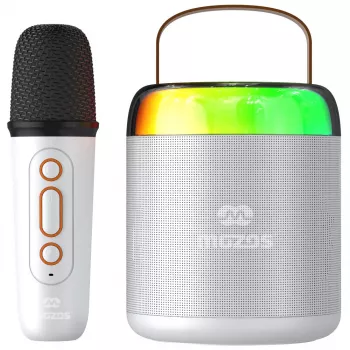 MOZOS MK Hvidt karaoke-mikrofon Bluetooth-højttaler
