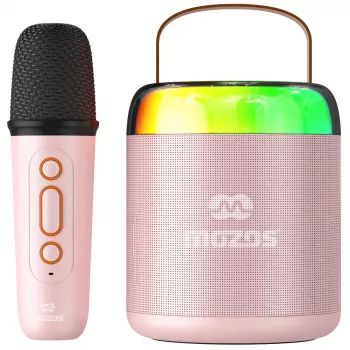 MOZOS MK pink karaoke-mikrofon med Bluetooth-højttaler