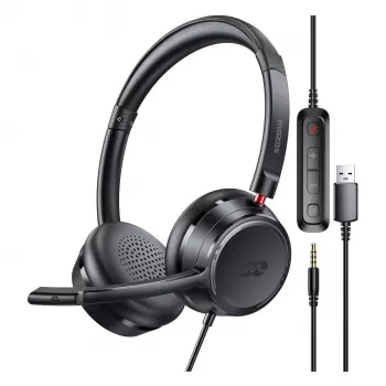 MOZOS KL201 USB-headset med mikrofon, on-ear, sort