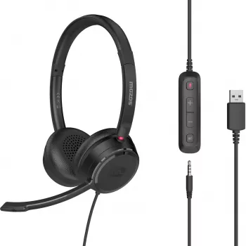 MOZOS KL201 USB-headset med mikrofon, on-ear, sort