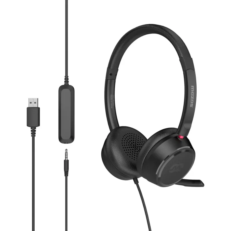 MOZOS KL201 USB-headset med mikrofon, on-ear, sort