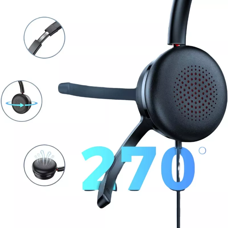 MOZOS KL201 USB-headset med mikrofon, on-ear, sort
