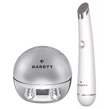 Garett Beauty Pretty Face + Glow Eye hvid - multifunktionel ansigts- og øjenplejeenhed med LED-terapi, rensning, massage