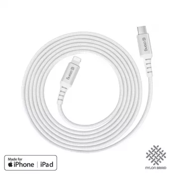 Crong Armor Link USB-C til Lightning Fast Charging MFi-kabel 150cm hvid