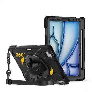 Crong Defender Plus etui til iPad Air 11 inch M3 (2025) / M2 (2024) sort