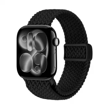 Crong Wave Band Flettet armbånd til Apple Watch 38/40/41/42 mm (sort)