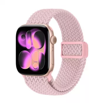 Crong Wave Band flettet nylon Solo Loop til Apple Watch 38/40/41/42 mm pink