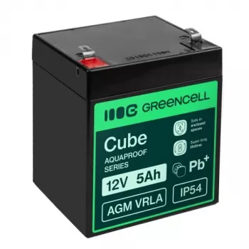 Greencell AGM VRLA 12V 5Ah Batteri til Kasseapparat, Legetøj, Kamera (91x70x102mm)