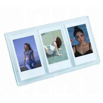 LOVEINSTANT Standing Photo Frame for 3 Photos Compatible with Fuji Instax Mini and Zink 2x3 inch Prints - Blue
