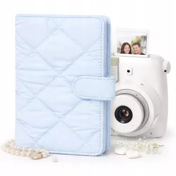 LOVEINSTANT fotoalbum til 108 fotos kompatibel med Fujifilm Instax Mini 12 40 11 9 8 7 Evo LiPlay Link, blå quilted