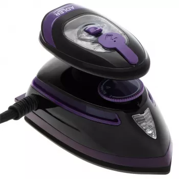 Adler AD 5049 Travel Steam Iron, 420 W, Ceramic Soleplate 14 x 7.5 cm, 30 ml Water Tank, Dual Voltage 110/220 V, Black/Purple